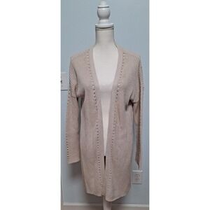 Medium Tan Garnet Hill Long Cardigan Linen Organic Cotton